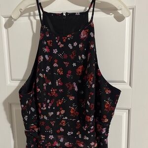 Elegant Floral Black Sleeveless Dress